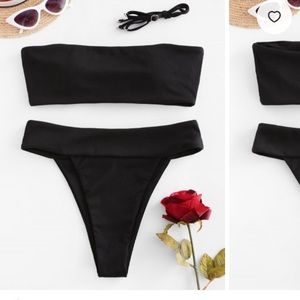 ZAFUL Ribbed High Leg Bandeau Bikini